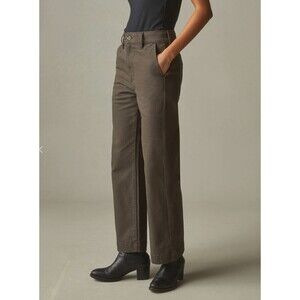 American Giant Wide Leg Pant Womens 14 Brown High Rise Dark Coffee Casual NWT
